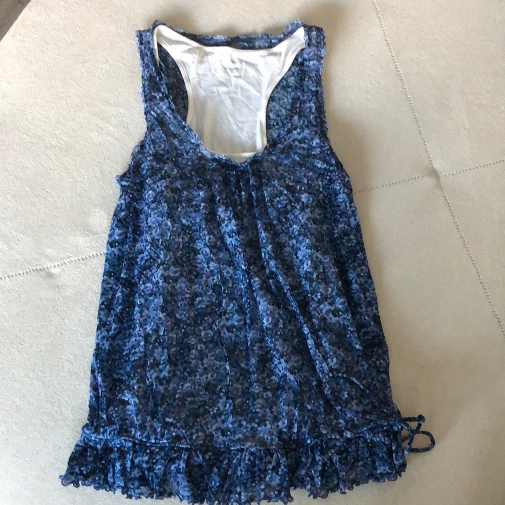 Express blue floral with under white top.